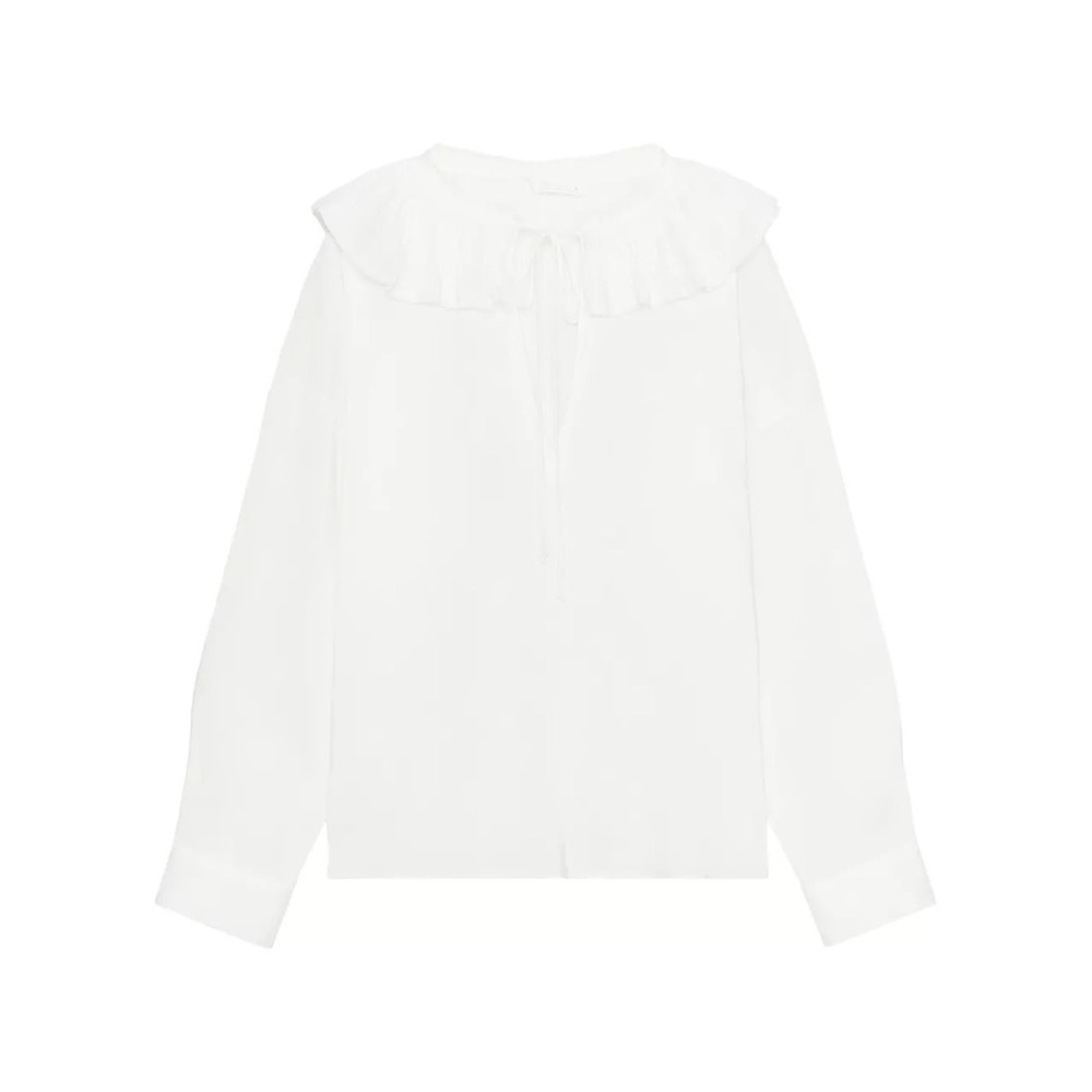 Zara White Ruffle Collar Blouse